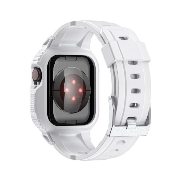 Armor Silicone Watch Band For Apple Watch Series 9&8&7 41mm / SE 3&SE 2&6&SE&5&4 40mm / 3&2&1 38mm (White) - Image 2