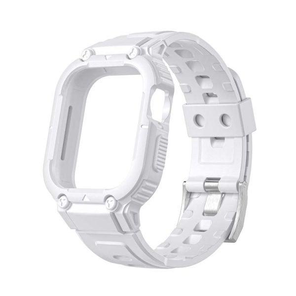 Armor Silicone Watch Band For Apple Watch Series 9&8&7 41mm / SE 3&SE 2&6&SE&5&4 40mm / 3&2&1 38mm (White) - Image 3