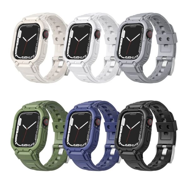 Armor Silicone Watch Band For Apple Watch Series 9&8&7 41mm / SE 3&SE 2&6&SE&5&4 40mm / 3&2&1 38mm (White) - Image 5