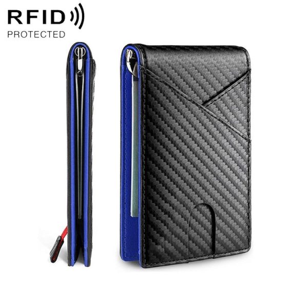 W2108A1 RFID Carbon fiber Business Wallet For Men (Blue)