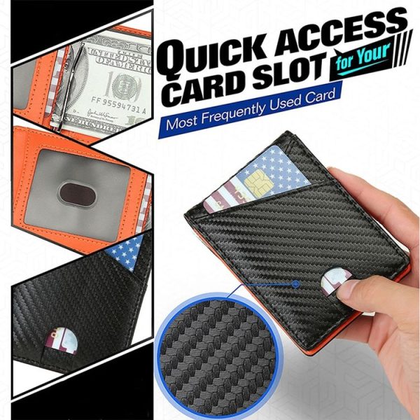W2108A1 RFID Carbon fiber Business Wallet For Men (Blue) - Image 3
