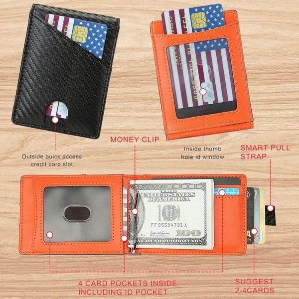 W2108A1 RFID Carbon fiber Business Wallet For Men (Blue) - Image 5
