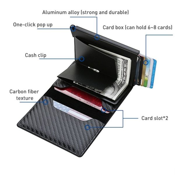 C1804H1 RFID Carbon Fiber Wallet For Men (Black) - Image 3