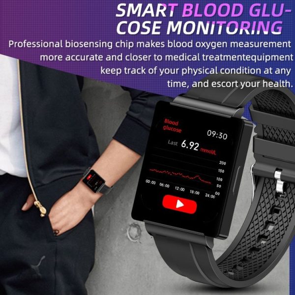 KS01 1.85 Inch Smart Watch Supports Blood Glucose Detection, Blood Pressure Detection, Blood Oxygen Detection (Black) - Image 10