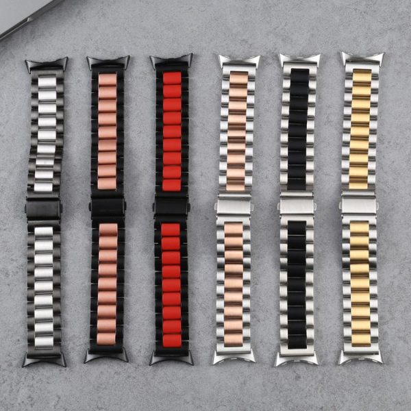 Google Pixel Watch Three Strains Stainless Steel Metal Watch Band (Silver+Rose Gold) - Image 10