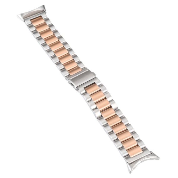 Google Pixel Watch Three Strains Stainless Steel Metal Watch Band (Silver+Rose Gold) - Image 2