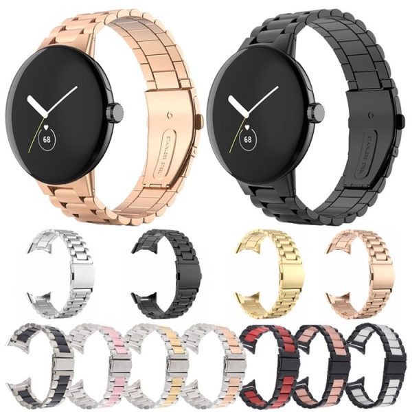 Google Pixel Watch Three Strains Stainless Steel Metal Watch Band (Silver+Rose Gold) - Image 6