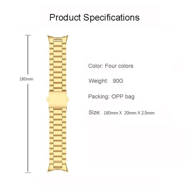 Google Pixel Watch Three Strains Stainless Steel Metal Watch Band (Silver+Rose Gold) - Image 8