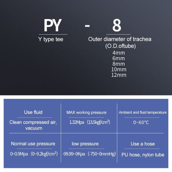 PY-14 LAIZE 2pcs Plastic Y-type Tee Reducing Pneumatic Quick Fitting Connector - Image 5