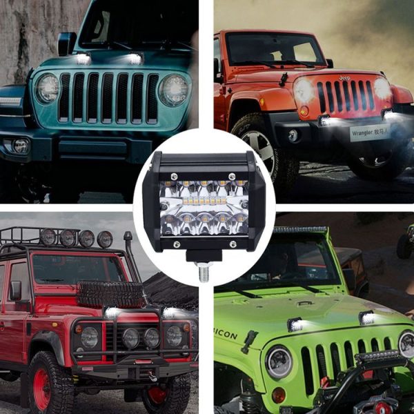 4 inch 13W 3 Row Car LED Strip Light Working Refit Off-road Vehicle Lamp Roof Strip Light with Yellow White Flash