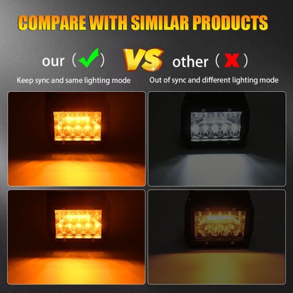4 inch 13W 3 Row Car LED Strip Light Working Refit Off-road Vehicle Lamp Roof Strip Light with Yellow White Flash - Image 4