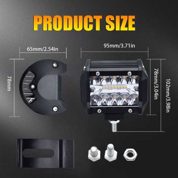 4 inch 13W 3 Row Car LED Strip Light Working Refit Off-road Vehicle Lamp Roof Strip Light with Yellow White Flash - Image 6