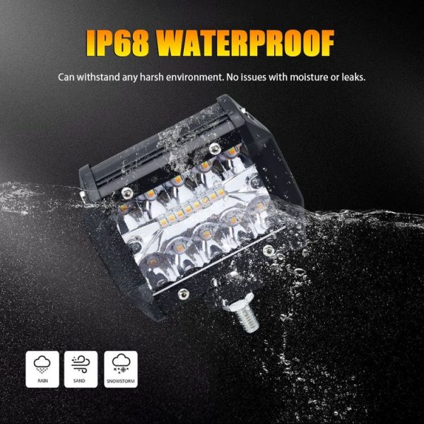 4 inch 13W 3 Row Car LED Strip Light Working Refit Off-road Vehicle Lamp Roof Strip Light with Yellow White Flash - Image 8