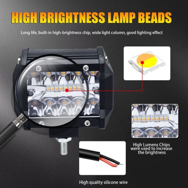 4 inch 13W 3 Row Car LED Strip Light Working Refit Off-road Vehicle Lamp Roof Strip Light with Yellow White Flash - Image 9