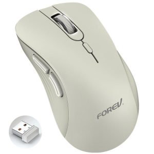 FOREV FV-G200 Wireless Ergonomic Vertical Side Button Mouse (Milk Tea Color)