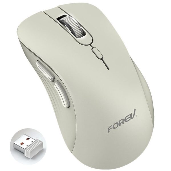 FOREV FV-G200 Wireless Ergonomic Vertical Side Button Mouse (Milk Tea Color)