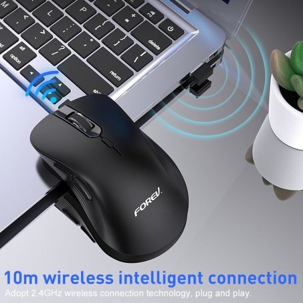 FOREV FV-G200 Wireless Ergonomic Vertical Side Button Mouse (Milk Tea Color) - Image 2