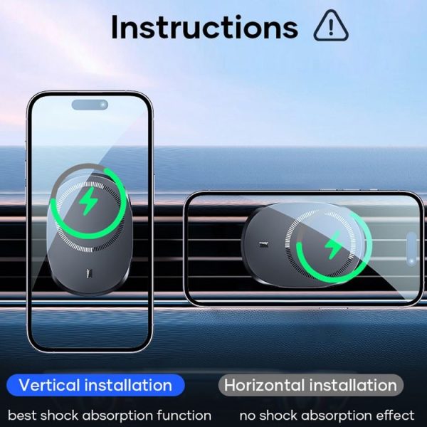ROCK W39 Shock-absorption Magnetic Car Wireless Charging Holder (Black) - Image 7