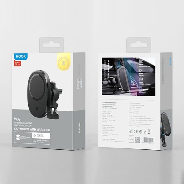 ROCK W39 Shock-absorption Magnetic Car Wireless Charging Holder (Black) - Image 8