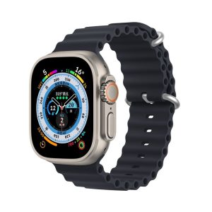 DUX DUCIS Sea Wave Silicone Watch Band For Apple Watch Series 8&7 45mm / SE 2&6&SE&5&4 44mm / 3&2&1 42mm (Midnight)