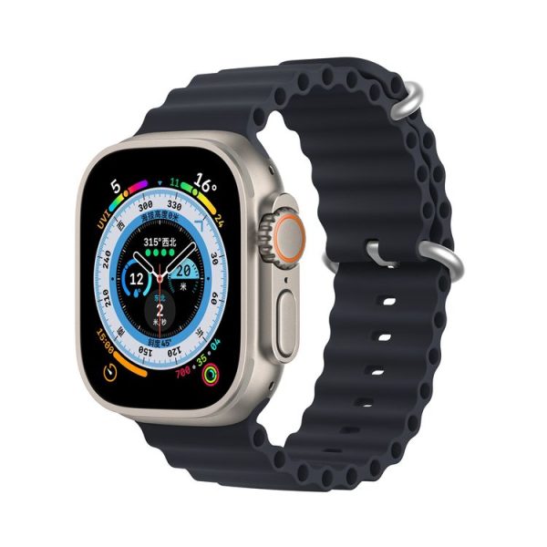 DUX DUCIS Sea Wave Silicone Watch Band For Apple Watch Series 8&7 45mm / SE 2&6&SE&5&4 44mm / 3&2&1 42mm (Midnight)