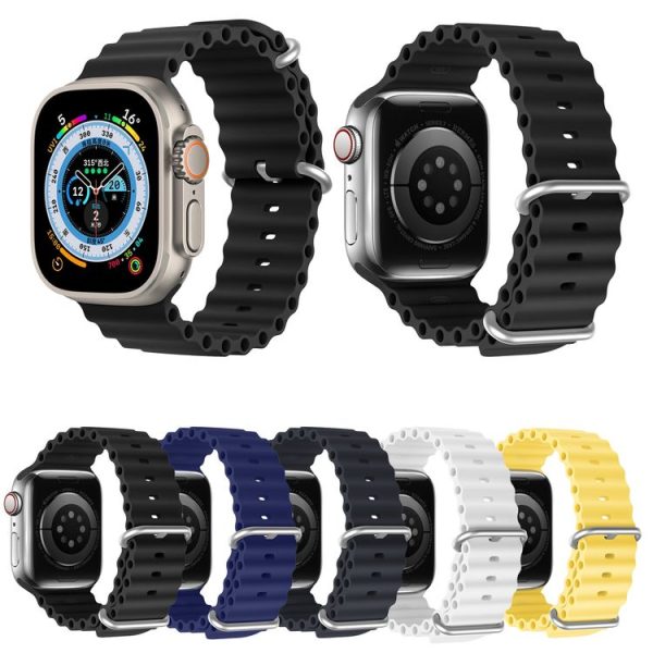 DUX DUCIS Sea Wave Silicone Watch Band For Apple Watch Series 8&7 45mm / SE 2&6&SE&5&4 44mm / 3&2&1 42mm (Midnight) - Image 7