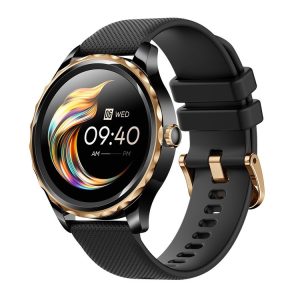 QR02 1.32 inch IPS Screen Smart Watch, Support Bluetooth Call / Payment / Health Monitoring / Sports Modes (Black Silicone Band)