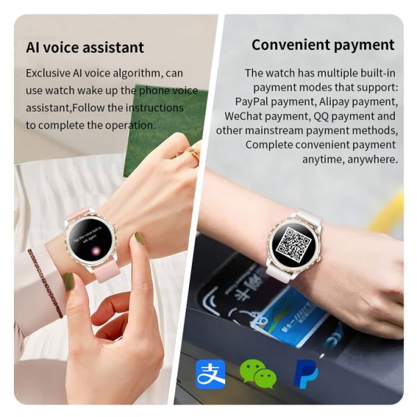 QR02 1.32 inch IPS Screen Smart Watch, Support Bluetooth Call / Payment / Health Monitoring / Sports Modes (Black Silicone Band) - Image 8