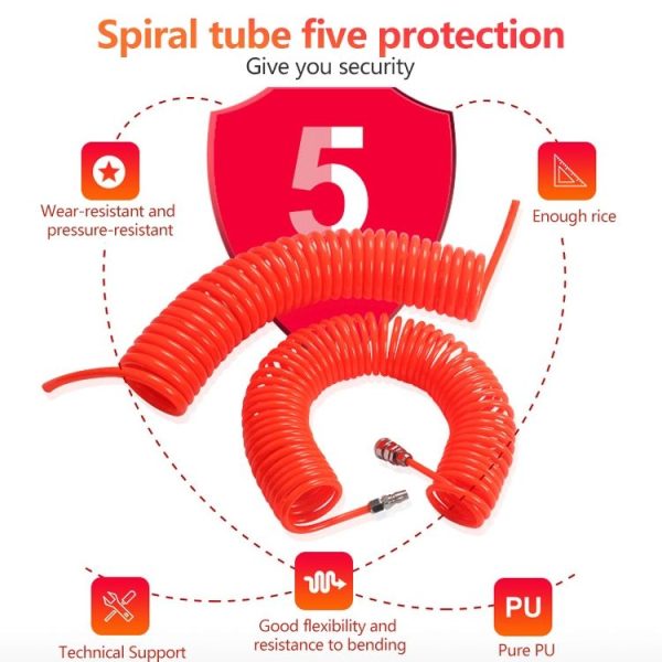 LAIZE Compressor Air Flexible PU Spring Tube with Connector, Specification: 8x5mm, 9m - Image 2