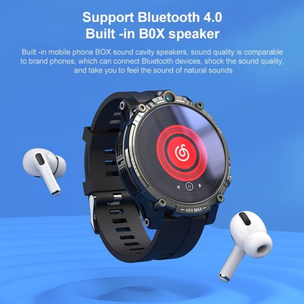 V20 Max 1.6 inch WiFi 4G SIM Card Dual Camera Smart Watch, Memory: Ram 4GB Rom 64GB (Black Leather) - Image 6