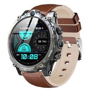V20 Max 1.6 inch WiFi 4G SIM Card Dual Camera Smart Watch, Memory: Ram 4GB Rom 128GB (Brown Leather)