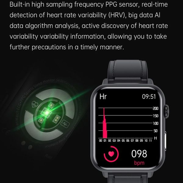 E200 1.72 inch HD Screen Encoder TPU Strap Smart Watch Supports ECG Monitoring / Blood Oxygen Monitoring (Blue) - Image 8