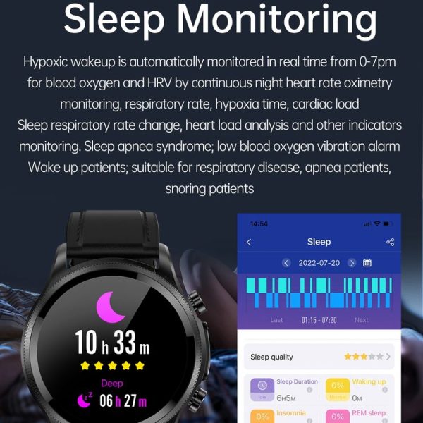 E400 1.39 inch HD Round Screen Leather Strap Smart Watch Supports ECG Monitoring / Non-invasive Blood Sugar (Brown) - Image 10
