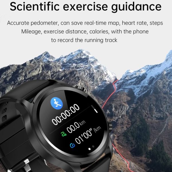 E400 1.39 inch HD Round Screen Leather Strap Smart Watch Supports ECG Monitoring / Non-invasive Blood Sugar (Brown) - Image 6