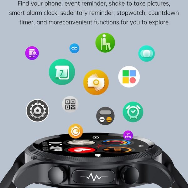E400 1.39 inch HD Round Screen Leather Strap Smart Watch Supports ECG Monitoring / Non-invasive Blood Sugar (Brown) - Image 7