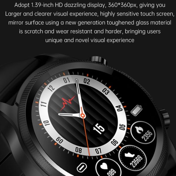 E400 1.39 inch HD Round Screen Leather Strap Smart Watch Supports ECG Monitoring / Non-invasive Blood Sugar (Brown) - Image 8