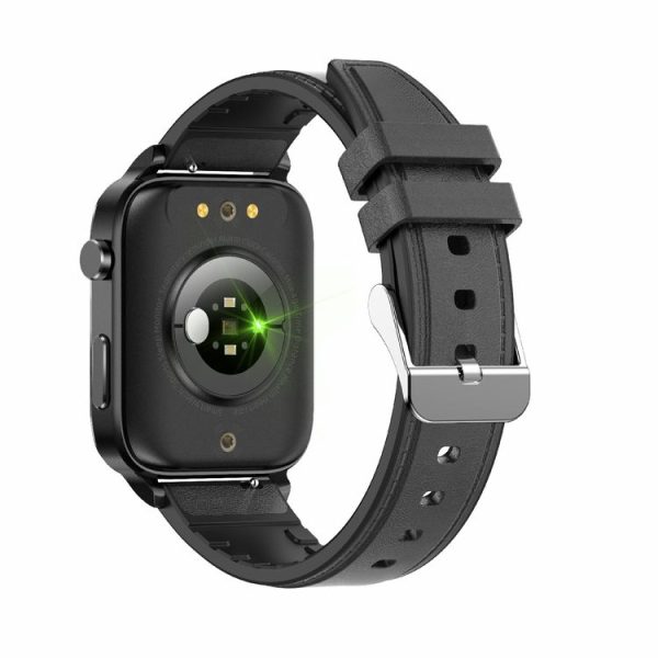 F100 1.7 inch HD Square Screen Leather Strap Smart Watch Supports Body Temperature Monitoring / Blood Oxygen Monitoring (Black) - Image 3