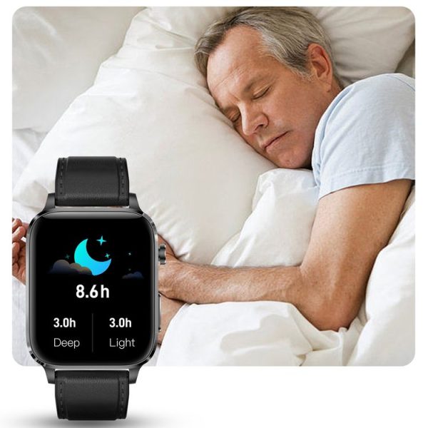 F100 1.7 inch HD Square Screen Leather Strap Smart Watch Supports Body Temperature Monitoring / Blood Oxygen Monitoring (Black) - Image 5