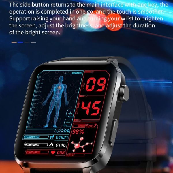 F100 1.7 inch HD Square Screen Leather Strap Smart Watch Supports Body Temperature Monitoring / Blood Oxygen Monitoring (Black) - Image 9