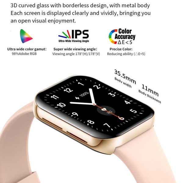 L29 1.85 inch TFT Square Screen Smart Watch Supports Heart Rate Monitoring / Blood Oxygen Monitoring (Gold) - Image 6