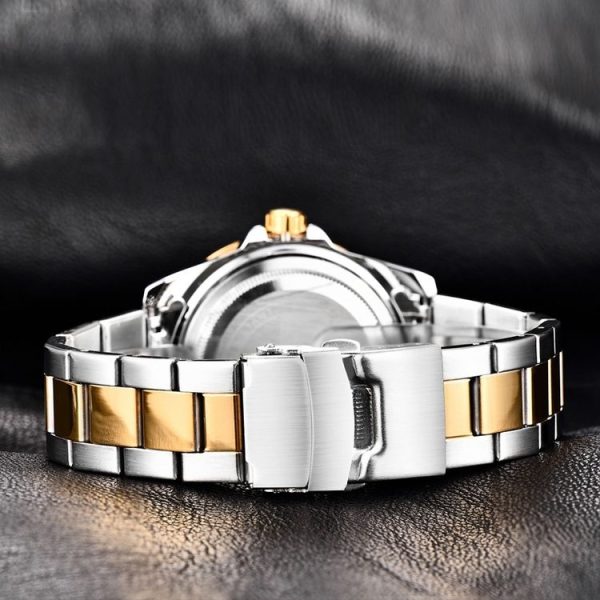 Ochstin 5019F Fashion Business Single Calendar Waterproof Stainless Steel Strap Quartz Watch (Silver+Black) - Image 4
