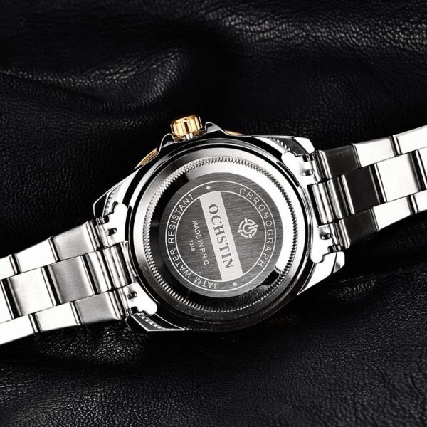 Ochstin 5019F Fashion Business Single Calendar Waterproof Stainless Steel Strap Quartz Watch (Silver+Black) - Image 5