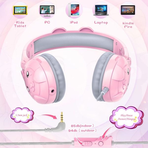 SoulBytes S31 Kids Wired Over-Ear Earphone with Microphone, Length: 1.5m (Pink) - Image 3