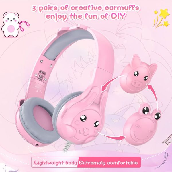 SoulBytes S31 Kids Wired Over-Ear Earphone with Microphone, Length: 1.5m (Pink) - Image 4