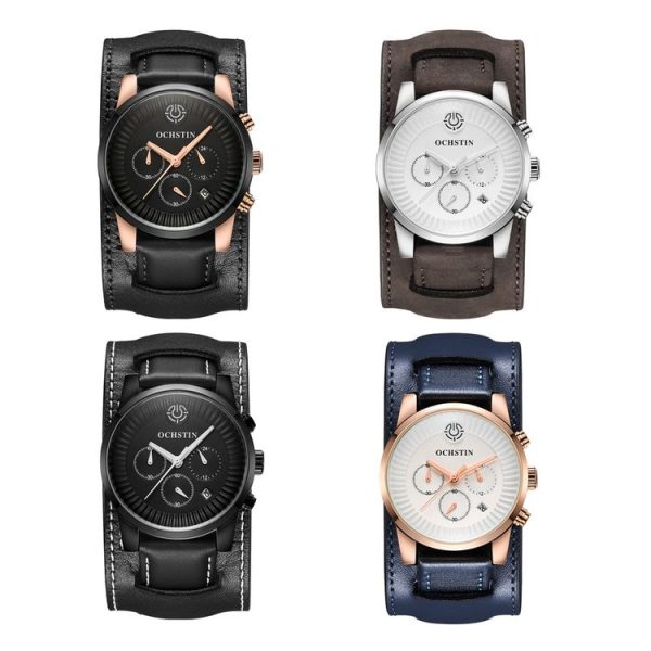Ochstin 7232 Multifunctional Business Leather Wrist Wrist Waterproof Quartz Watch (Rose Gold+Black) - Image 2