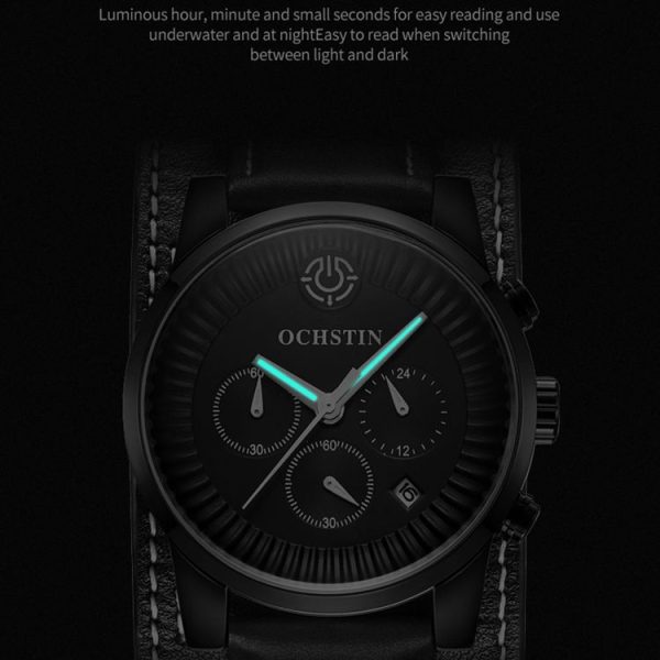 Ochstin 7232 Multifunctional Business Leather Wrist Wrist Waterproof Quartz Watch (Rose Gold+Black) - Image 4