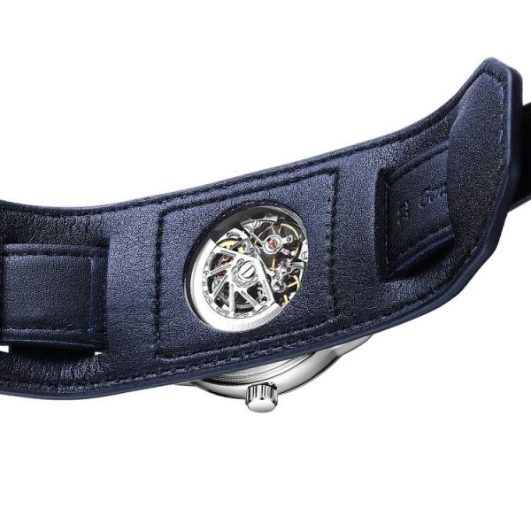 Ochstin 7237 Business Leather Wrist Wrist Waterproof Luminous Skeleton Mechanical Watch (Black+Black) - Image 3