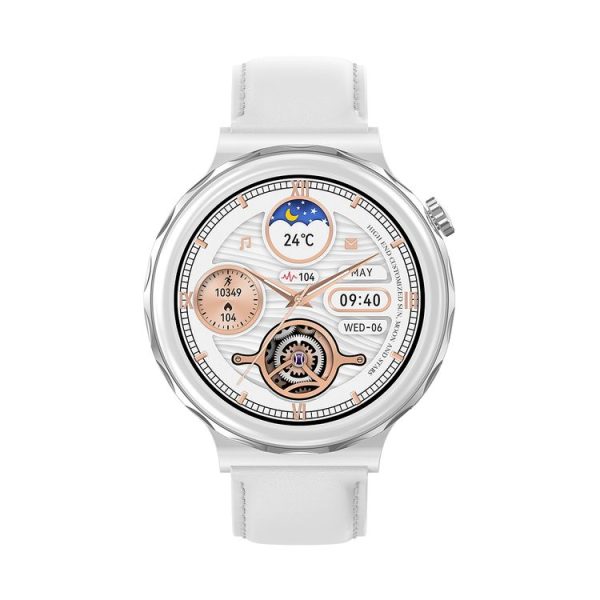 Ochstin 5HK43 1.32 inch Round Screen Smart Watch Supports Bluetooth Call Function / Blood Oxygen Monitoring, Strap: Leather (Silver) - Image 2