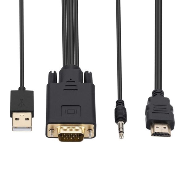 VGA to HDMI Adapter Cable with Audio Band Power Supply, Length: 1.8m (Black) - Image 4