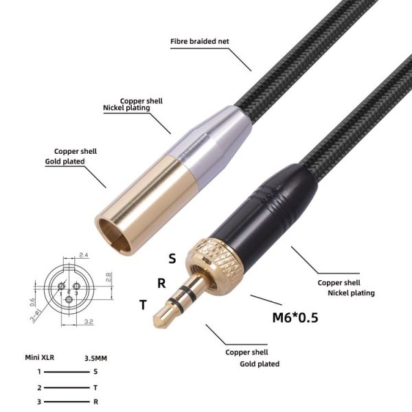 SB419M120-03 3.5mm Male to Mini XLR 3pin Male Audio Cable, Length: 30cm - Image 5